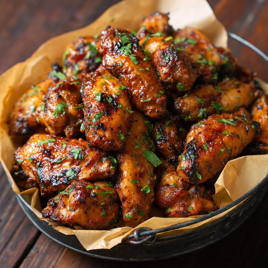 glossy fried chicken wings