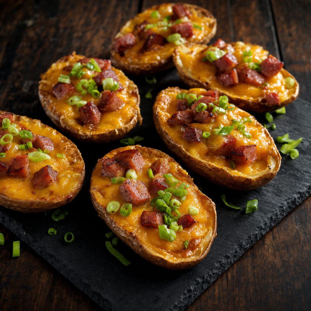 loaded potato skins plate